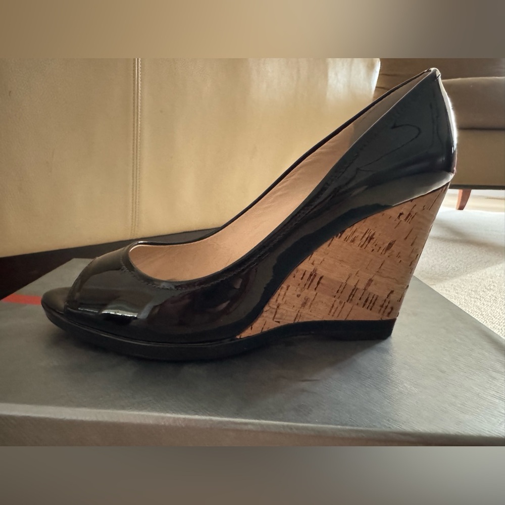 Prada black patent wedges, size 37